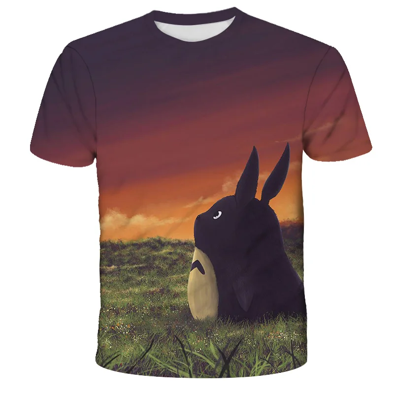 

2021 Summer 3D Children's T-shirt Totoro Fashion Slim Top O-neck Kids Short Shirt Baby Clothes T-shirt