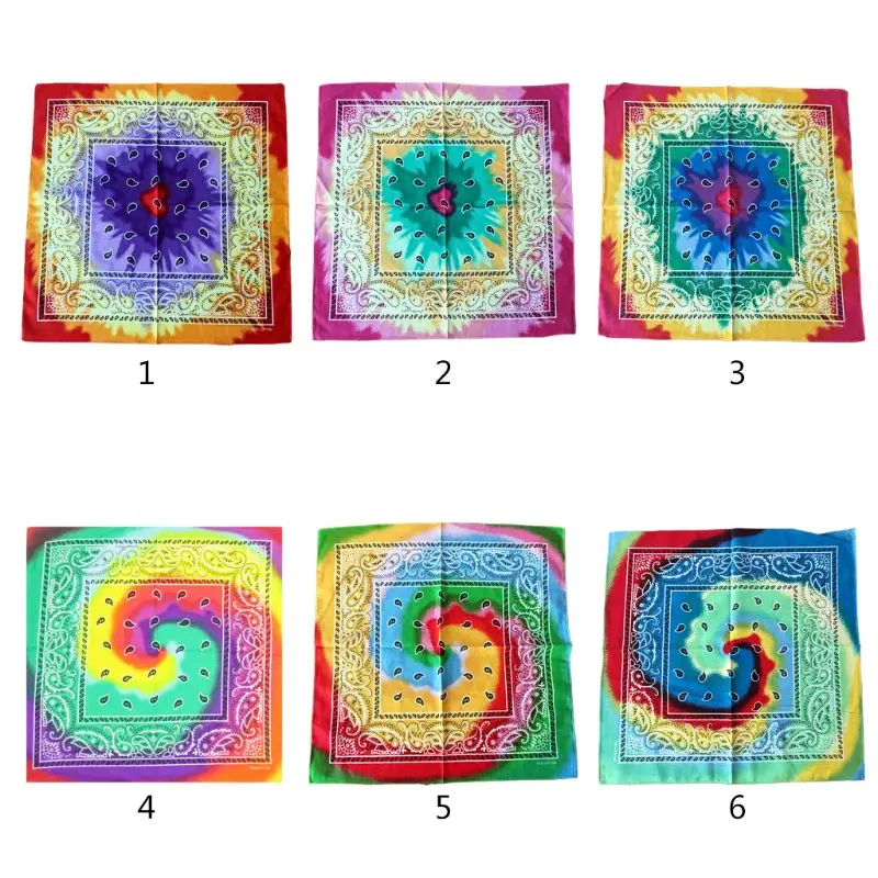 Разноцветный галстук краска бандана обертывание головы Радуга Вихревой Пейсли