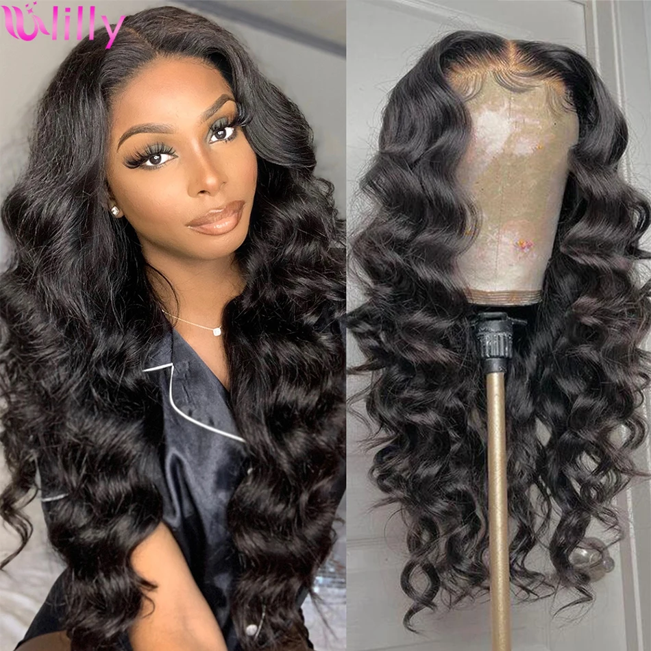 

Loose Wave Lace Front Human Hair Wigs Per Plucked With Baby Hair 13x4 Transparent Lace Frontal Wig Remy Brazilian Human Hair Wig