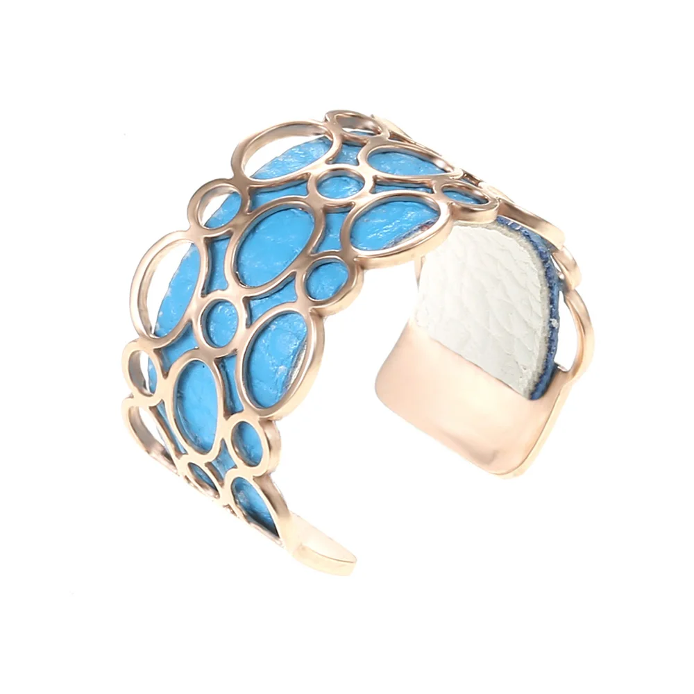 blue and white Кольцо Cremo Bubble Wding, простое кольцо для женщин, розовое золото, нержавеющая сталь, регулируемое кольцо, кожа, Bague Femme - Цвет основного камня: blue and white
