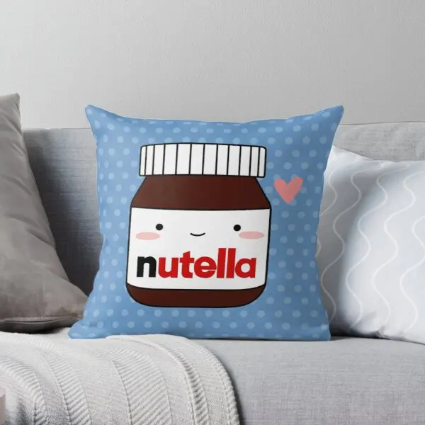 

Cute Nutella Jar Printing Throw Pillow Cover Cushion Sofa Decor Soft Fashion Bedroom Wedding Home Comfort Pillows not include