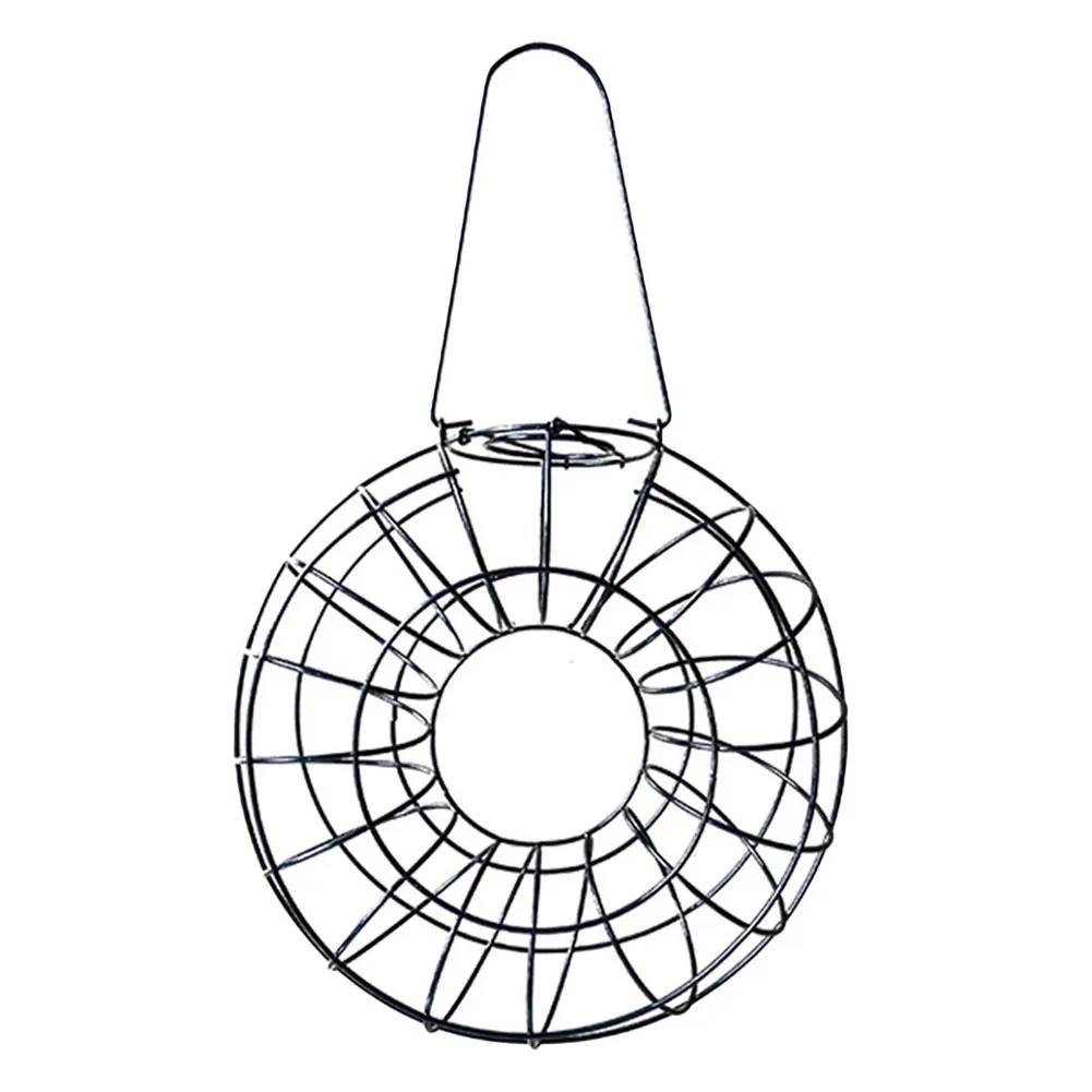 

Bird Feeder Round Hanging Automatic Bird Feeder Garden Courtyard Exterior Decoration Black Iron