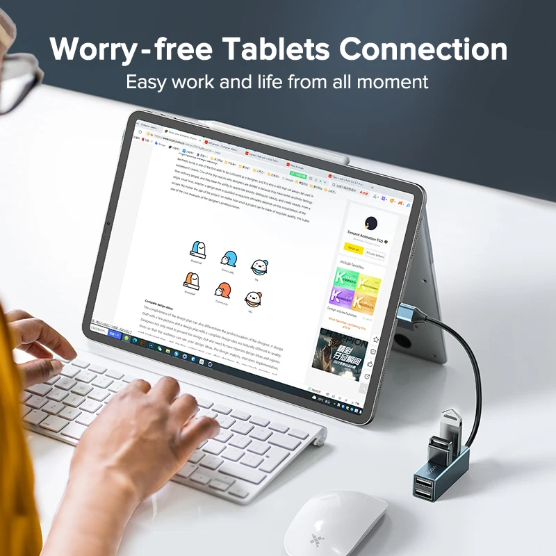 Фото USB-концентратор QOOVI с 4 портами USB Type C на USB 3,0, разветвитель, адаптер для Macbook Pro, iPad, поверхность Samsung S21, Xiaomi №3