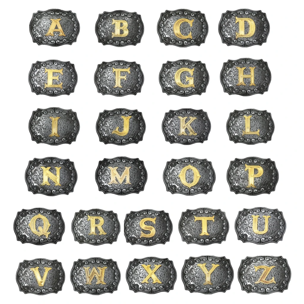 

Модная винтажная Мужская A-Z с золотыми буквами и цветочными оригинальными буквами в стиле хип-хоп, ковбойский пояс с пряжкой, индийская мета...