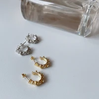 silvology 925 sterling silver arc gear stud earrings for women elegant irregular chic korea earring aesthetics designers jewelry