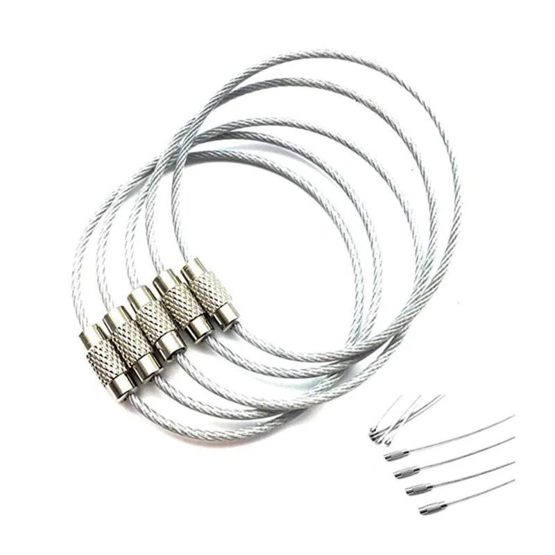 

EDC Hang Wire Chain Tag Screw Luggage Rope Keyring Loop Circle Bushcraft Kit Lock Gadget Ring Keychain Tool Cable Key Steel