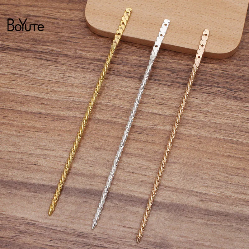 

BoYuTe New Arrive (5 Pieces/Lot) 140MM Metal Brass Twist Hair Stick with 3 Holes Handmade Diy Hair Accessories Materials