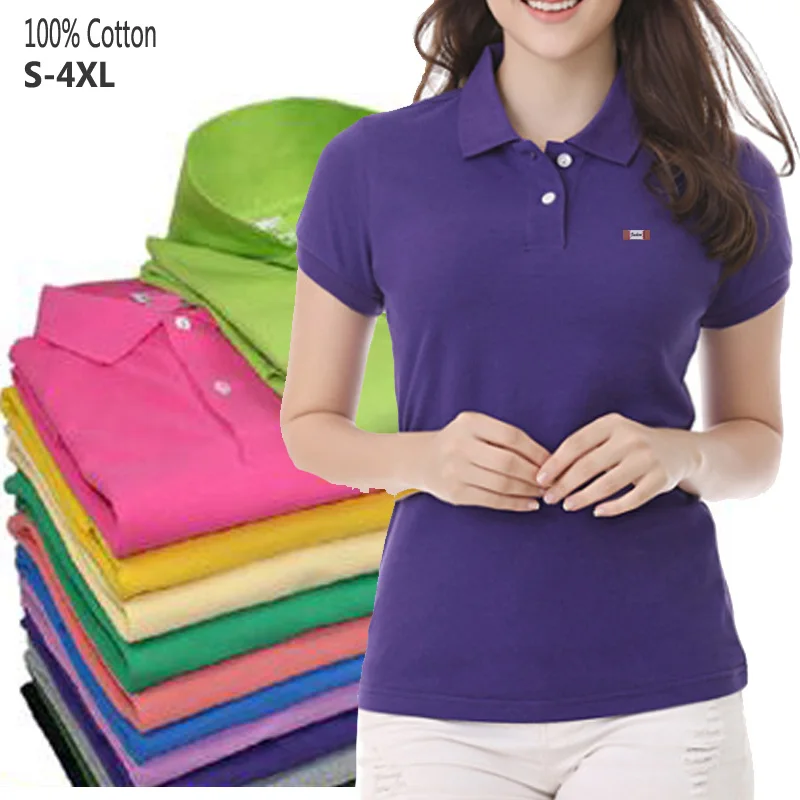 Рубашка поло женская с коротким рукавом 100% хлопок Повседневная модная