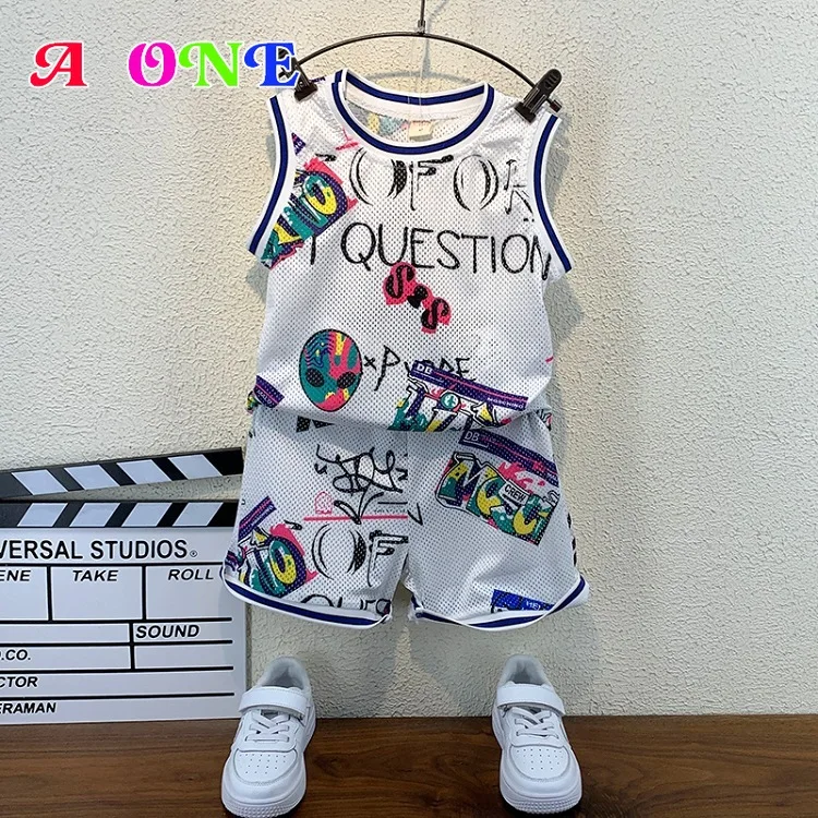 

Summer Boys Clothes Baby Outfit Kids Vest + Shorts 2 Pcs Boys Set Fashion Mesh Breathable Active Kids Sets 2-10 Yrs