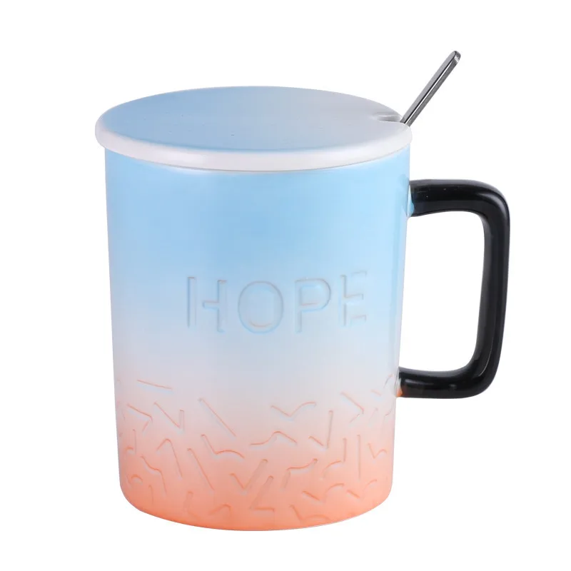 

Creative Gradient Ceramic Mug Personalized Office Coffee Cup Korean Simple Breakfast Cup Couple Gift