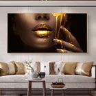 Большой Африканский женщина уход за кожей лица холст художественные плакаты и принты золотистого цвета пикантные женские туфли с рисунком в виде губ холст настенные картины художественная фотография для Гостиная