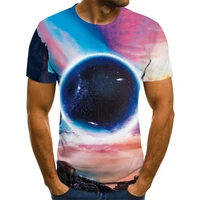 summer hot selling new 3d planet fashion o neck casual short sleeve personalized hip hop trend colorful geometric t shirt