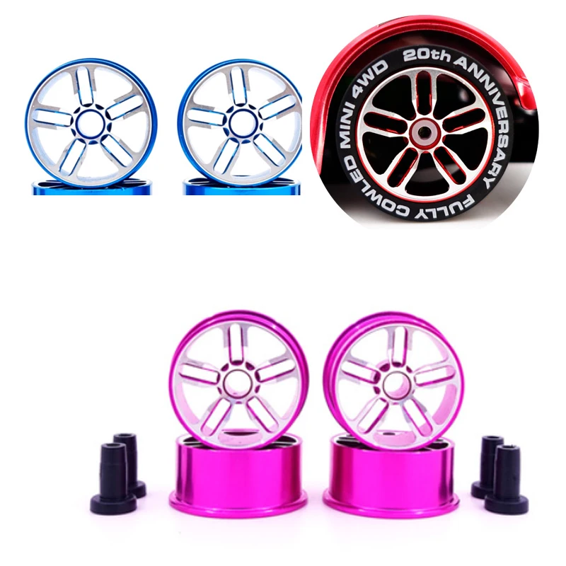 self-made mini 4wd parts aluminium alloy medium wheels rims star spoke 4pcs for tamiya mini 4wd racing car 1/32 scale model
