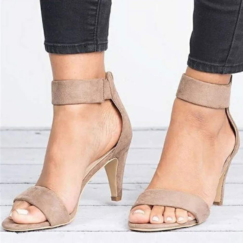 

Women Sandals Open Toe Summer Shoes High Heels Sandals Female Thin Heel Shoes Suede Wedding Sandale Ladies 2019 Sandalias Mujer