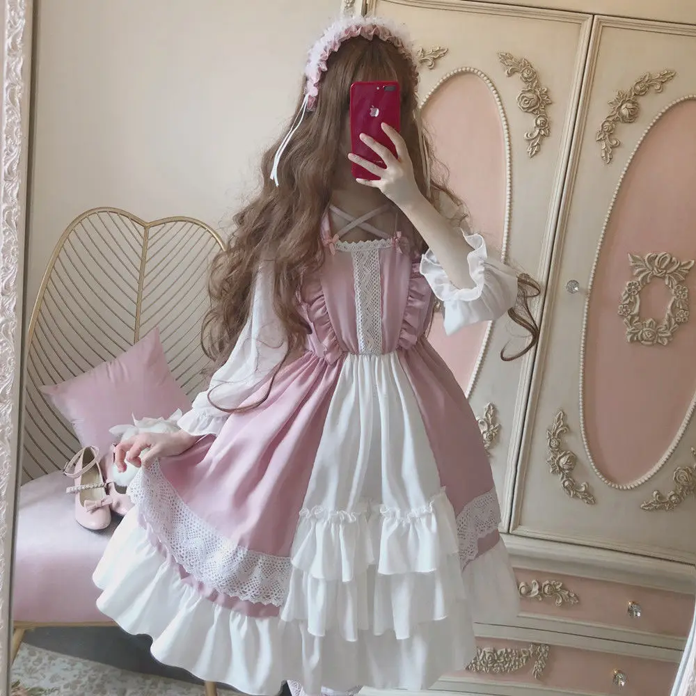 

Japanese loli lolita skirt op small cute dress lolita dress schoolgirl fairy skirt gothic lolita dress women kawaii clothing