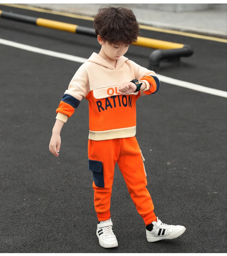 Conjunto de Sudadera con capucha para ni&ntilde;os y ni&ntilde;as, Conjunto de sudadera y pantalones, conjunto de 2 piezas, Oto&ntilde;o, 2021-3