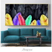 big size wall pictures golden canvas paintings feather print posters abstract for living room home decor posters and prints