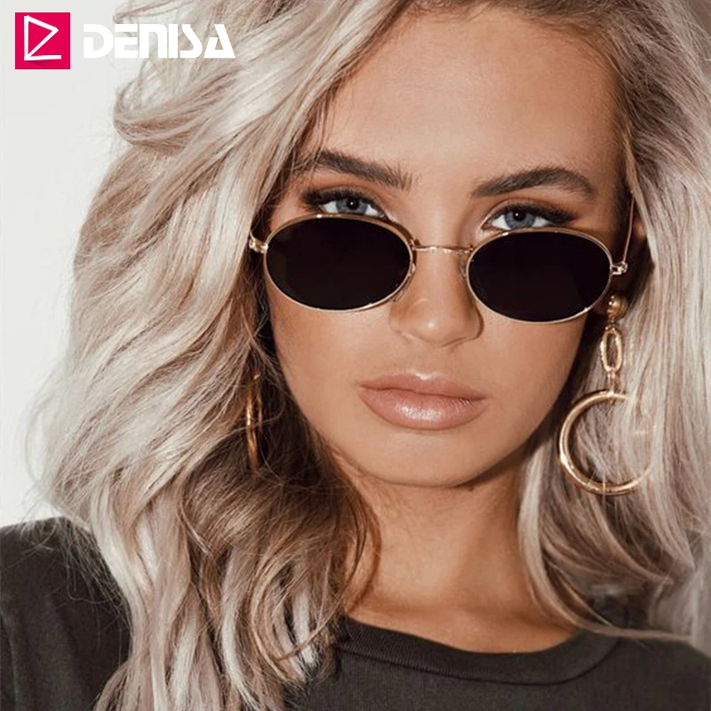 Бренд DENISA, винтажные маленькие овальные солнцезащитные очки для женщин и мужчин, черные очки, Ретро стиль, для вождения, солнцезащитные очки для мужчин, UV400 zonnebril dames G783