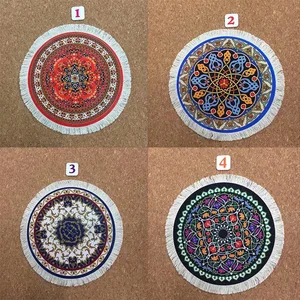Круглый персидский коврик с кисточками, коврик для мыши, 22 х2, 2 см, с цветным рисунком, подставка под планшет, компьютер, игровой коврик, домашний декор, Настольный коврик