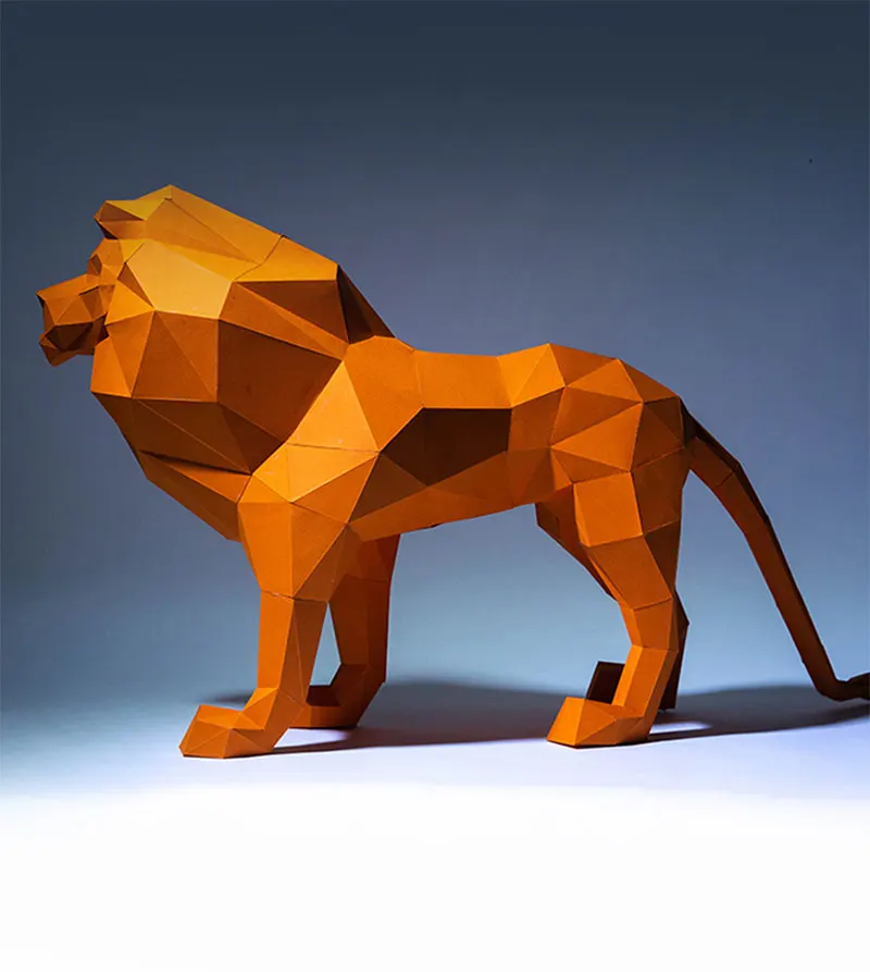 3D скандинавский Лев оригами для ручной работы животные Бумажная модель гостиная