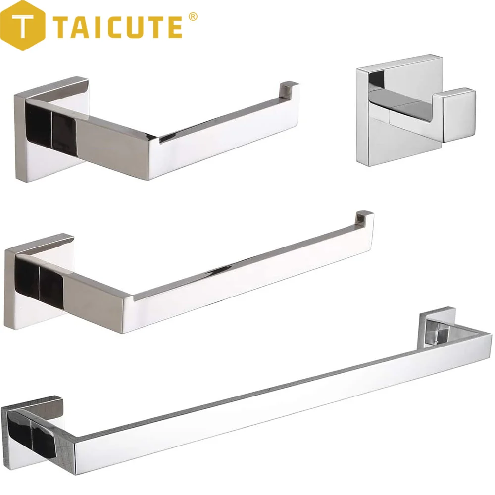 TAICUT-Juego de accesorios de baño cromados, ganchos de barra de soporte para toalla, soporte para