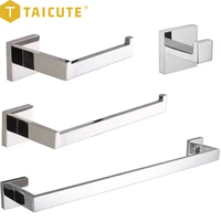 TAICUT Chrome Bathroom Accessories Sets Towel Holder Bar Rack Hooks Wall Mount Toilet Paper Roll Holder Coat Hanger Hardware