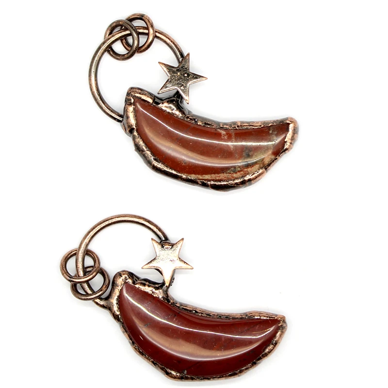 Женское ожерелье с подвеской в виде звезды и Луны красным агатом | Украшения