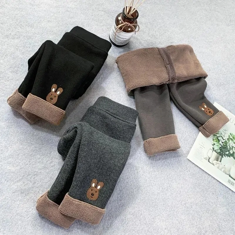 

Girls' Leggings with plush thickened autumn winter children's pants with integrated warmth baby girls winter clothing P4 252