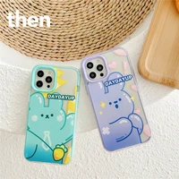 3 in 1 cartoon rabbit couple transparent phone case for iphone 12 11 pro max xs x xr 7 8 plus shockproof silicone cover shell