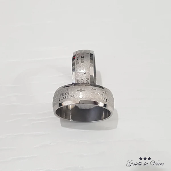 Кольцо AVE MARIA curve father our ring итальянское изделие из нержавеющей стали с гравировкой