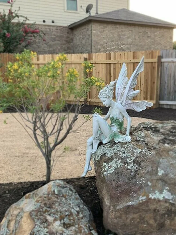 

Садовые украшения, аксессуары, лесовая сказочная статуя, садовый ангел, смола, ремесло, ландшафтный дизайн, газон, уличные миниатюрные ремес...