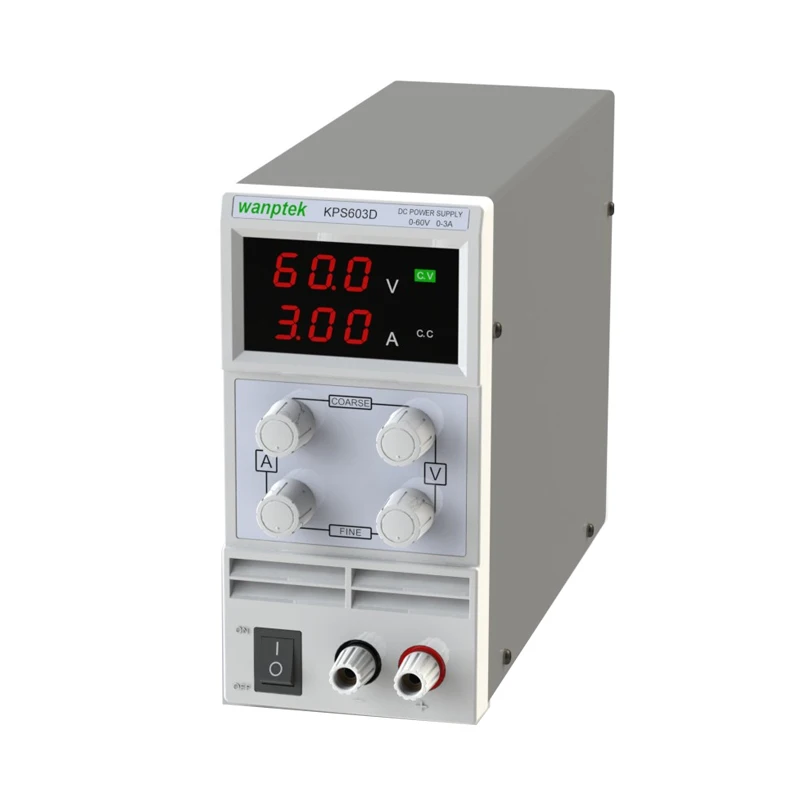 

KPS603D Adjustable Precision Double LED Display Switch DC Power Supply Protection Function 0-60V/0-3A 110V-230V 0.1V/0.01A EU
