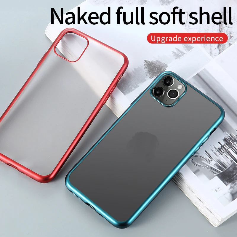 Чехол для iPhone 11 Pro Max XR X 10 8 7 Plus Ударопрочный Мягкий матовый прозрачный чехол из ТПУ