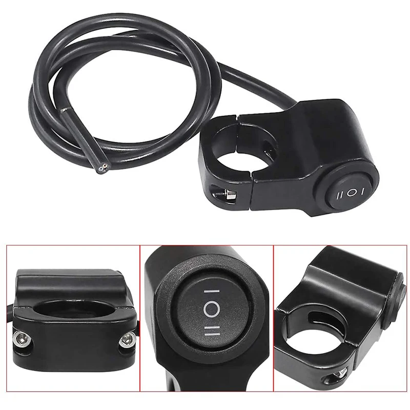 

12-60V 10A Black Motorcycle Aluminum Alloy Handlebar Headlight ON/OFF Button Light Switch Motor Accessory Without Pilot Lamp