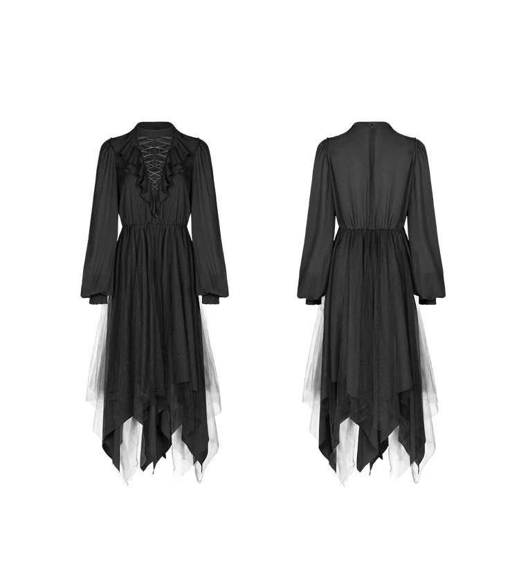 Женское длинное платье в стиле панк-рейва готическое с высоким воротником модные