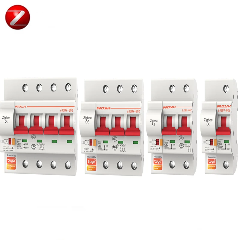 

ZJSB9 1-4 Pole Tuya Zigbee Smart Circuit Breaker Smart Home Automation Control 220V/400V Switch Work With Alexa GoogleHome IFTTT