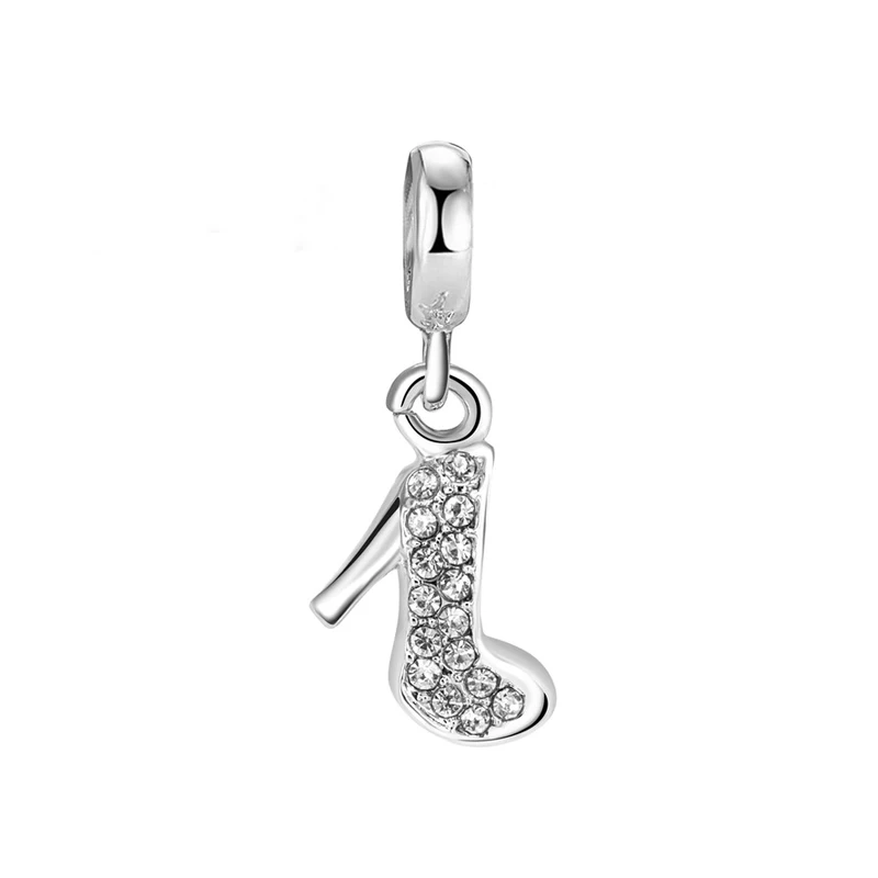 Crystal Shoe Новое оригинальное эмалевое платье принцессы из сплава с бусинами, подвеска с Минни Микки, браслет Пандора, браслет, сделай сам, Женские Ювелирные изделия - Цвет: Crystal Shoe