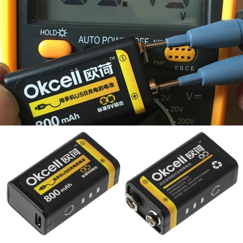Перезаряжаемая Lipo батарея 9 в 800 мАч Micro USB для пульта мультиметра