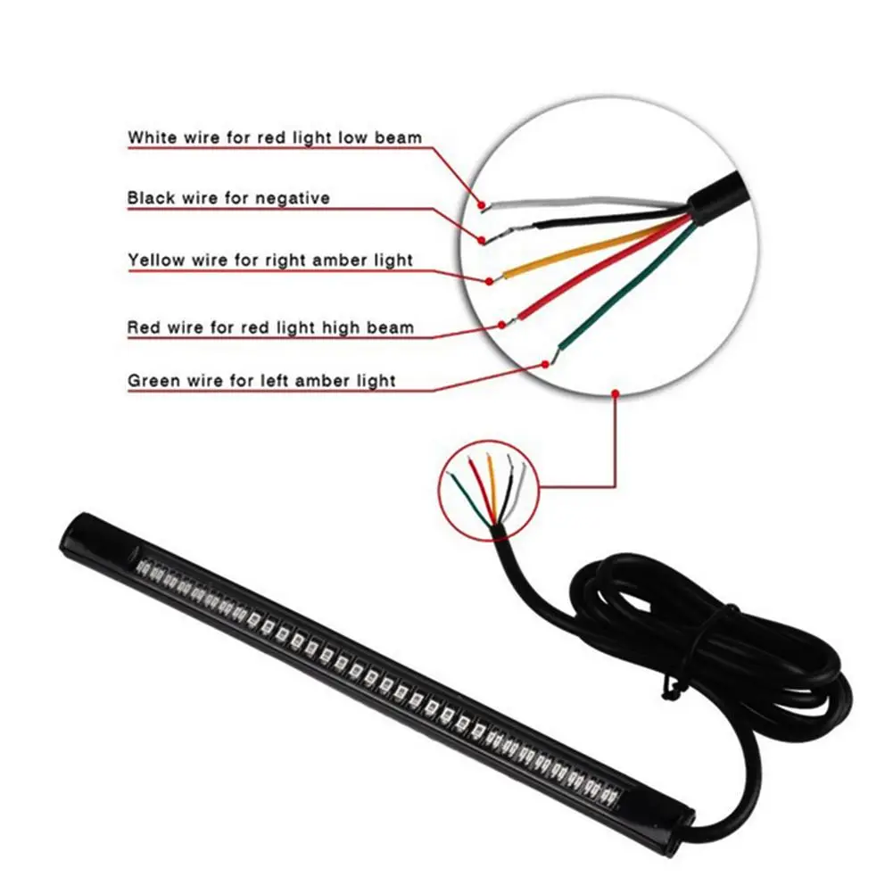 

VODOOL Motorcycle PVC 48LED Brake Turn Signal Light Strip License Plate Tail Suitable for Car Motor Off-road Vehicle Refitted