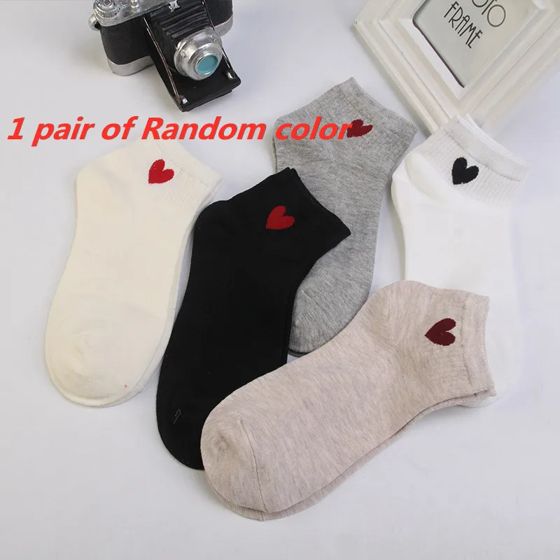 Random color Спортивные носки, Модные женские длинные хлопковые носки в стиле Харадзюку, японские Носки с рисунком сердца, носки в стиле хип-хоп, однотонные хлопковые крутые носки - Цвет: Random color