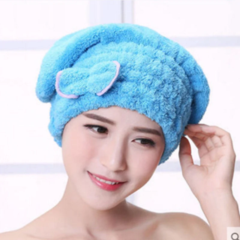 Коралловая флисовая домашняя шапочка для душа бантик фен волос впитывающая