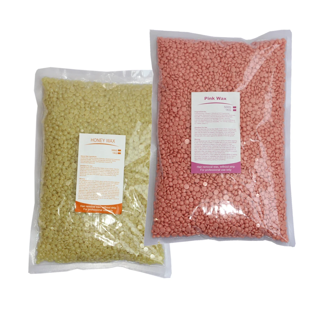 

2Bags 1kg Hard Wax Beans Beads Hair Removal for Bikini Leg Eyebrow Women Men