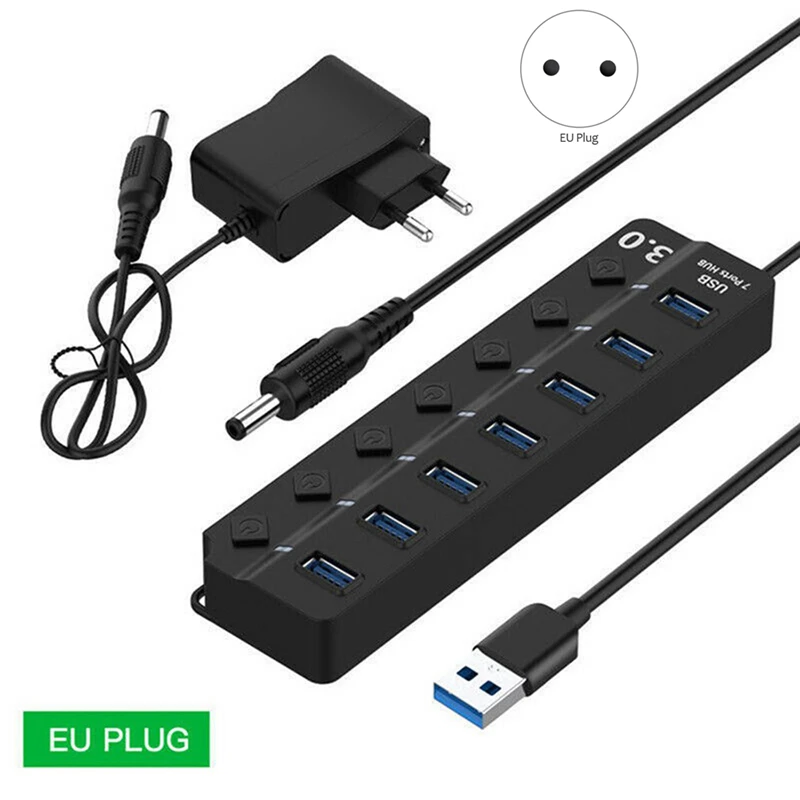 7 портов USB 3 0 концентратор 5 Гбит/с Высокая скорость включения выключения