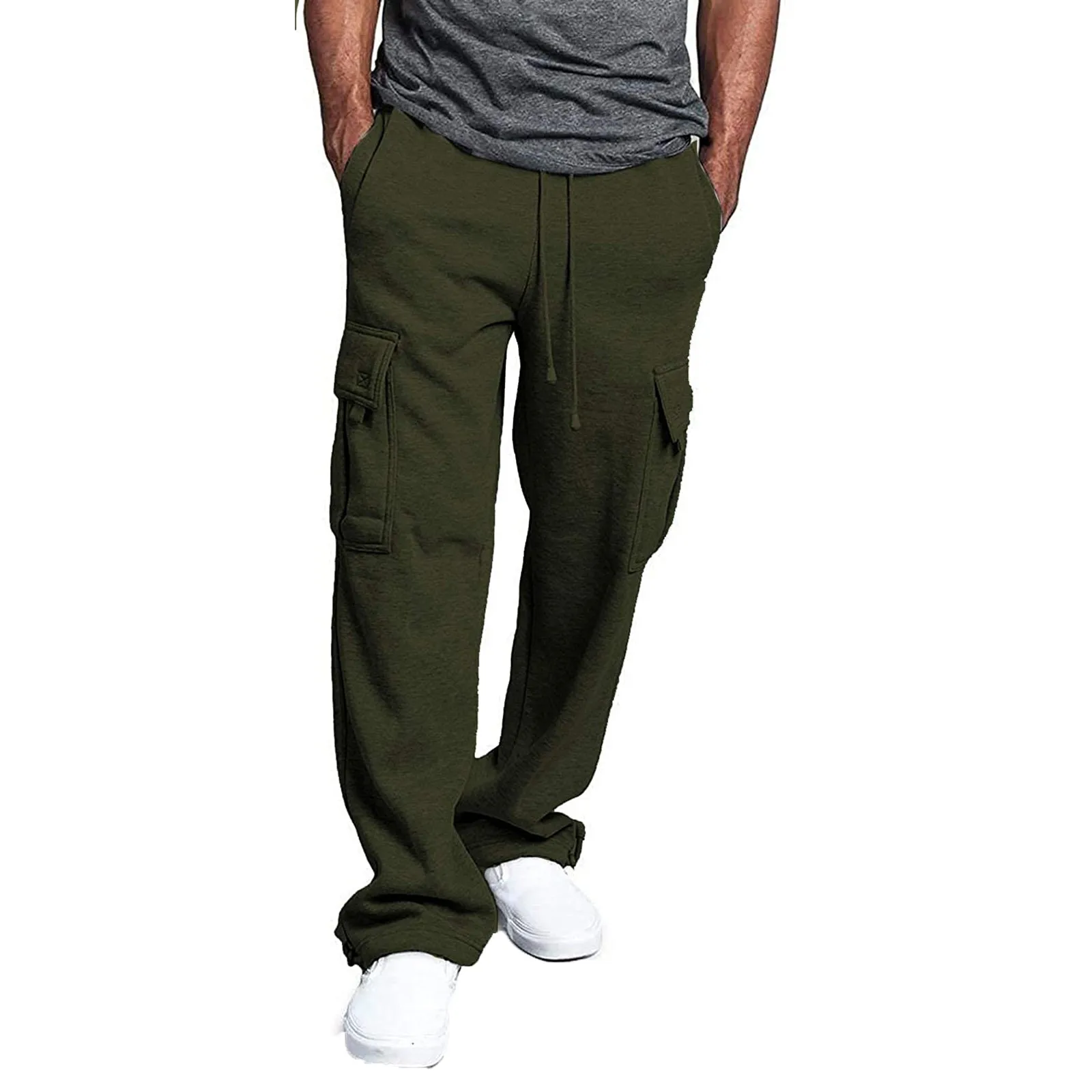 

men loose green Jogger Sweatpants plus size Track Pants Men sport Trousers Male Multi-pocket Casual swetpants Men's Sportswear