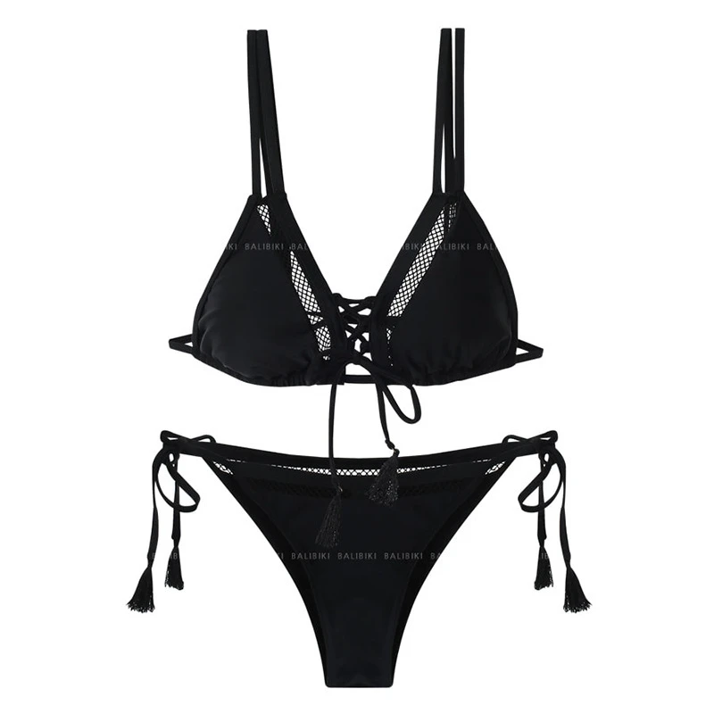 

Sexy golden bikini classic triangle tie Island Resort split swimsuit