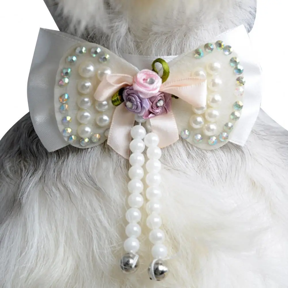 

Practical Cat Collar Bite Resistant Stitching Kitten Collar Elegant Puppy Kitten Bow Collar