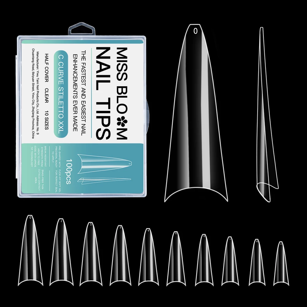 

100Pcs/Box Half Cover False Nails Clear Natural Artificial Acrylic Fingernails Fake Nail Tips For Manicure Salon Accessories
