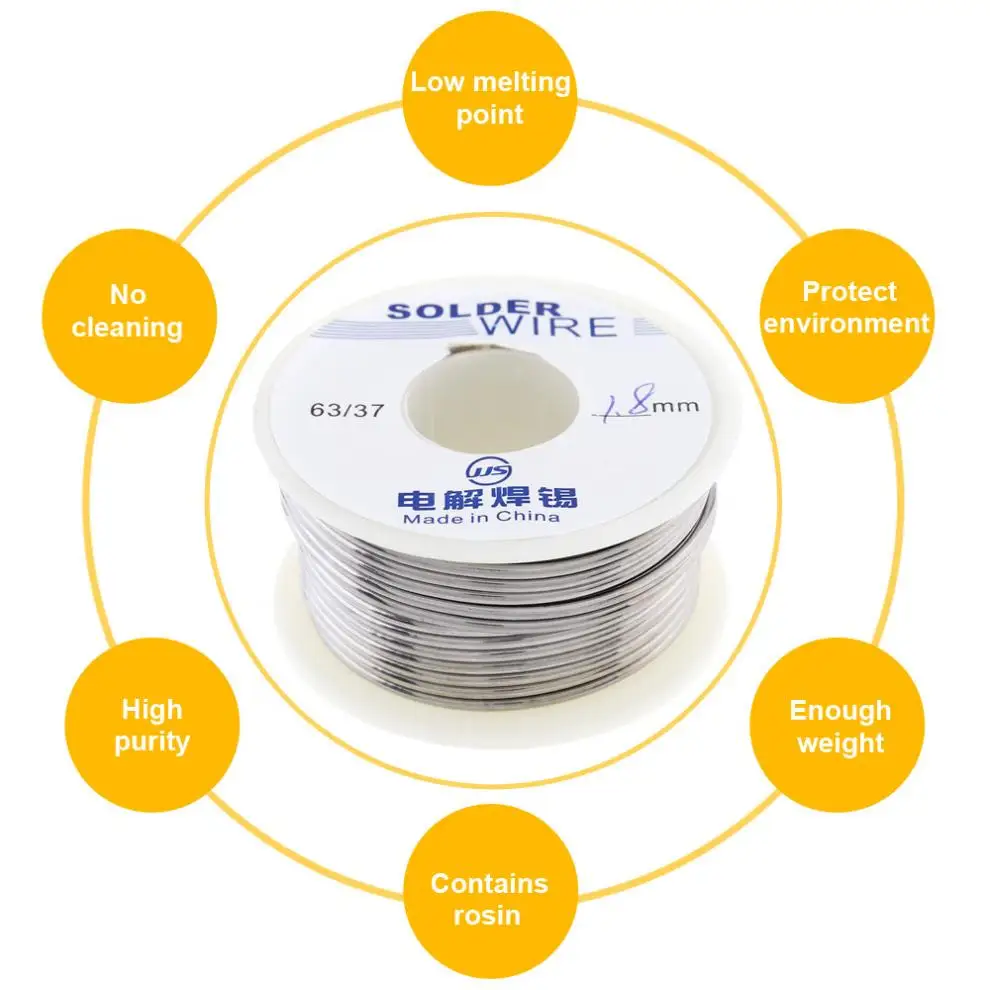 Оловянная проволочная катушка с неочищенным канифольным ядром 63/37 100 г 1 8 мм