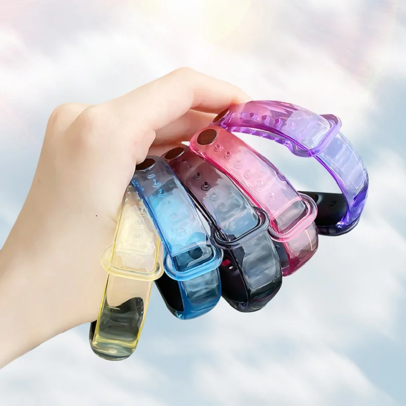 

New 2021 TPU Light Change Strap for Xiaomi Mi Band 5 6 Strap Transparent Anti-sweat Breathable Strap Replacement Bracelet