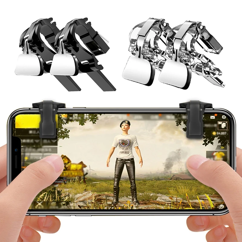 1 Pair For PUBG Mobile Game Fire Button Aim Key Smart phone Gaming Trigger L1 R1 Shooter Controller Black | Электроника